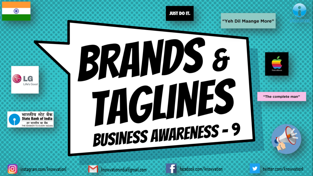 Brand Taglines & Slogans | 2020 Business Awareness | Part-9 | TISSMAT, CMAT, IIFT, XAT, DUJAT, Banks