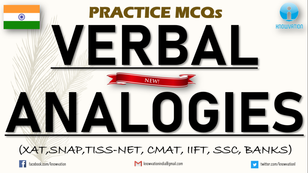 English Verbal ANALOGIES | New Practice MCQs | XAT, SNAP, TISSNET, IIFT, CMAT, Banks