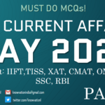 Current Affairs Questions for MAY 2020 | PART-2 | G.K | XAT, IIFT, TISS, CMAT, Bank, RBI Grade B