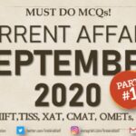 Current Affairs Questions for SEPTEMBER 2020 | PART-1 | G.K | XAT, IIFT, TISS, CMAT, Bank, RBI