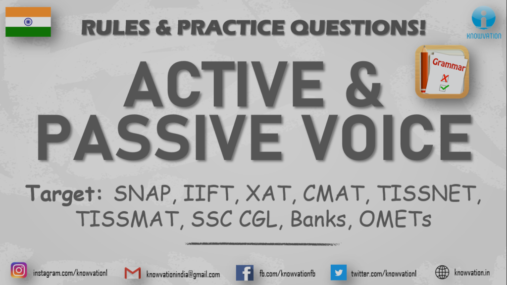 Active & Passive Voice | Conversion Rules & Practice Questions | SNAP, IIFT, XAT, TISSNET, CMAT, SSC