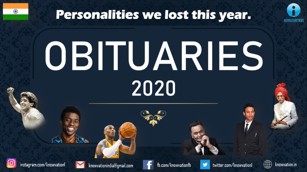 Obituaries 2020 | Important Personalities died in 2020 | Current Affairs | IIFT, XAT, CMAT, TISSNET