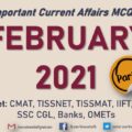 Current Affairs Questions for FEBRUARY 2021 | PART-2 | G.K MCQs | XAT, IIFT, TISS, CMAT, Banks, RBI