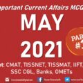 Current Affairs Questions for MAY 2021 | PART-1 | G.K MCQs | XAT, IIFT, TISSNET, CMAT, Banks, RBI