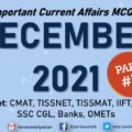 Current Affairs Questions for DECEMBER 2021 | PART-1 | G.K MCQs | XAT, IIFT, TISSNET, CMAT, Banks