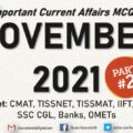 Current Affairs Questions for NOVEMBER 2021 | PART-2 | G.K MCQs | XAT, IIFT, TISSNET, CMAT, Banks