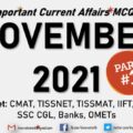 Current Affairs Questions for NOVEMBER 2021 | PART-1 | G.K MCQs | XAT, IIFT, TISSNET, CMAT, Banks